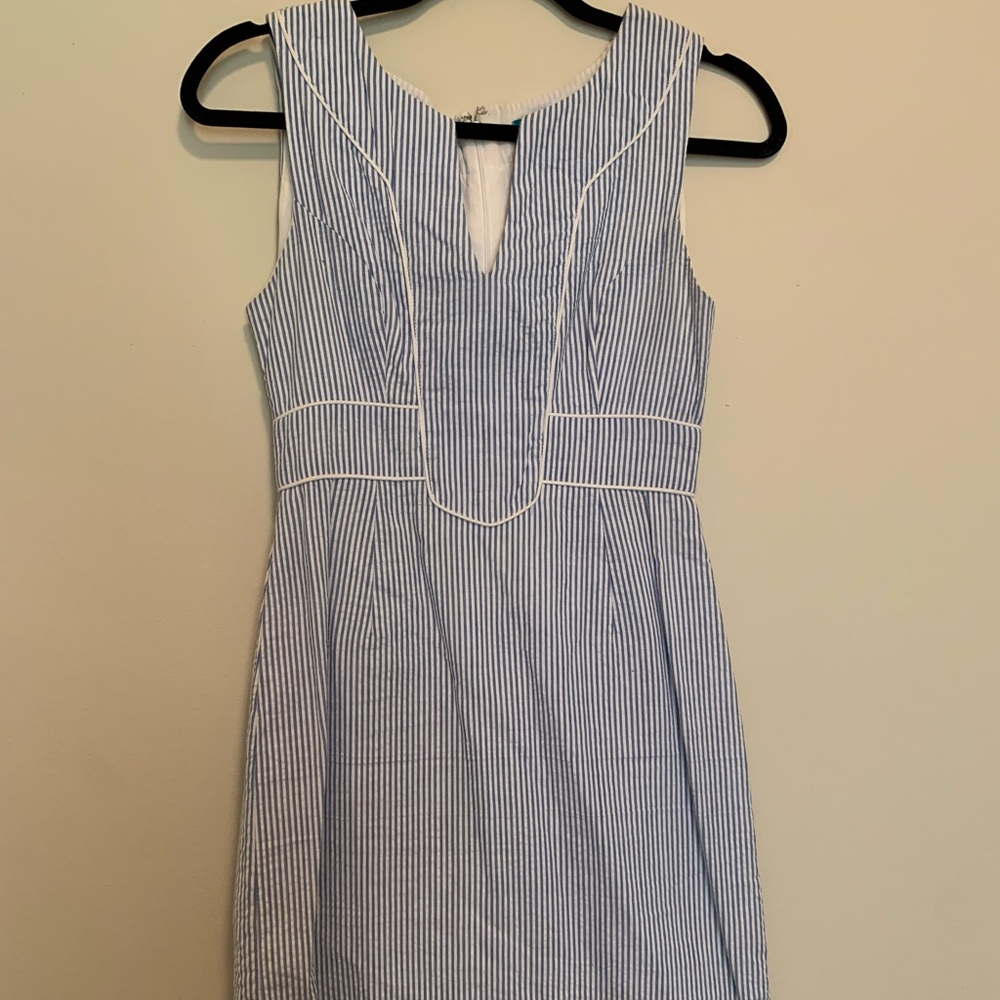 Women’s blue and white Seersucker Dress